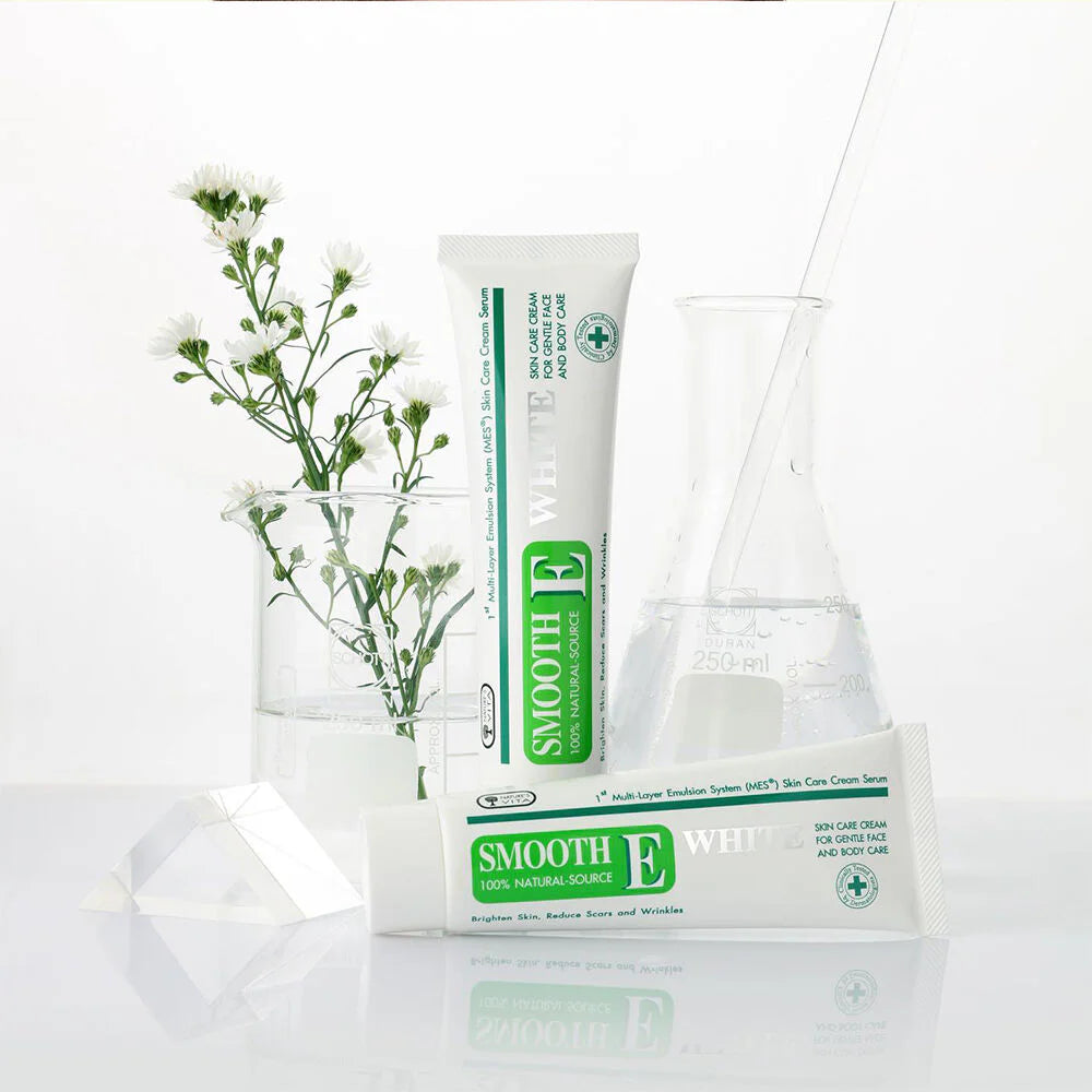 Smooth-E Cream Plus White 10g tube perfect for international shipping and Thai dermatologist-tested facial body care routine