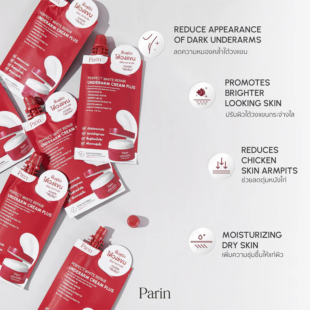 Parin Perfect White Underarm Cream texture close-up brightening complex gentle exfoliants formula