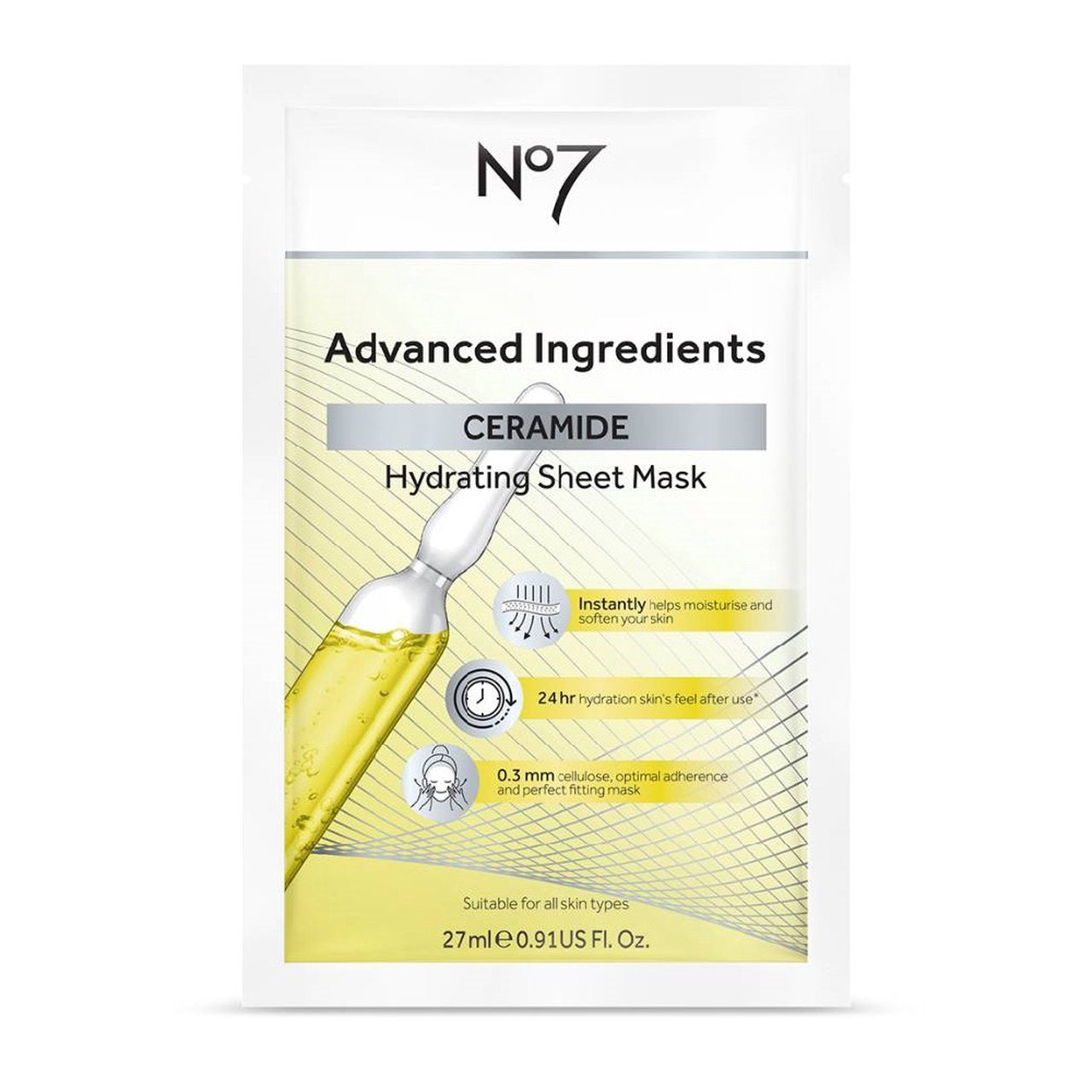 No7 Ceramide Sheet Mask – 24-Hour Hydration for Soft