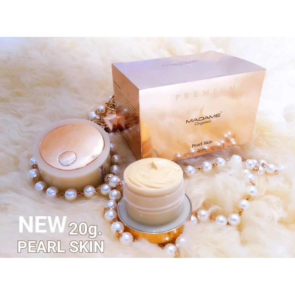 MADAME ORGANIC Cream 20g jar packaging Thailand brightening facial cream with Algae and Pearl formulas Arbutin Kojic Acid