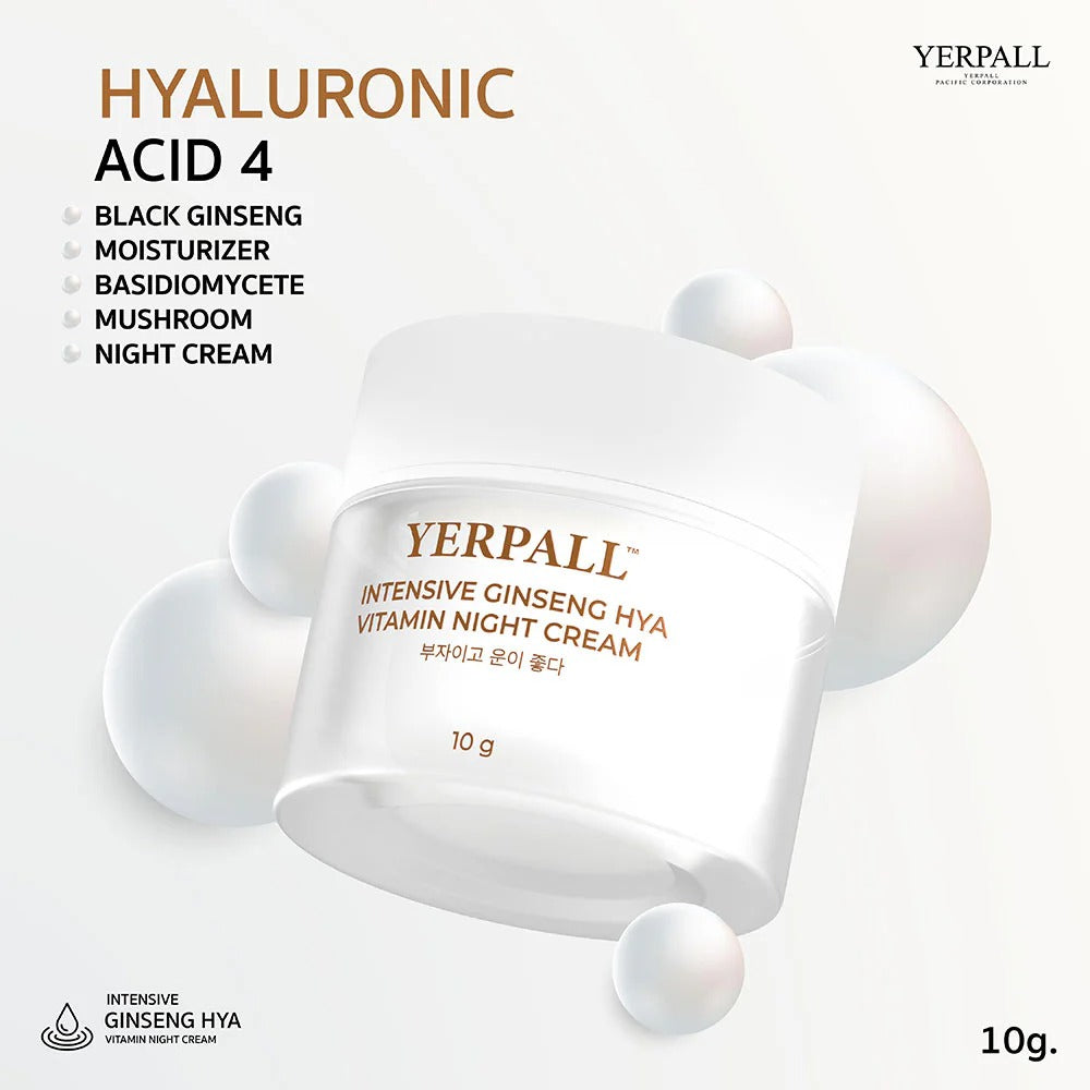 Thai FDA registered Yerpall Intensive Active Ginseng Hya Night Cream 13-1-6900001046 dermatologist-tested alcohol-free paraben-free suitable for sensitive skin nighttime renewal care
