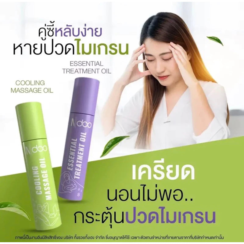 Ndoo Migraine Relief Roll-on 10ml – Ayurvedic Cooling Headache & Sleep-Relax Roll-on (Green & Purple)