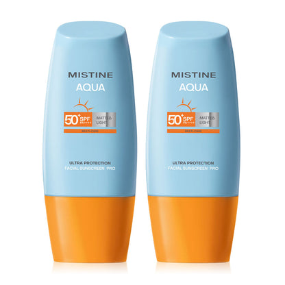 MISTINE Aqua Base Ultra Protection Matte & Light Facial Sunscreen Pro SPF50+ PA++++ [40ml x 2pcs]