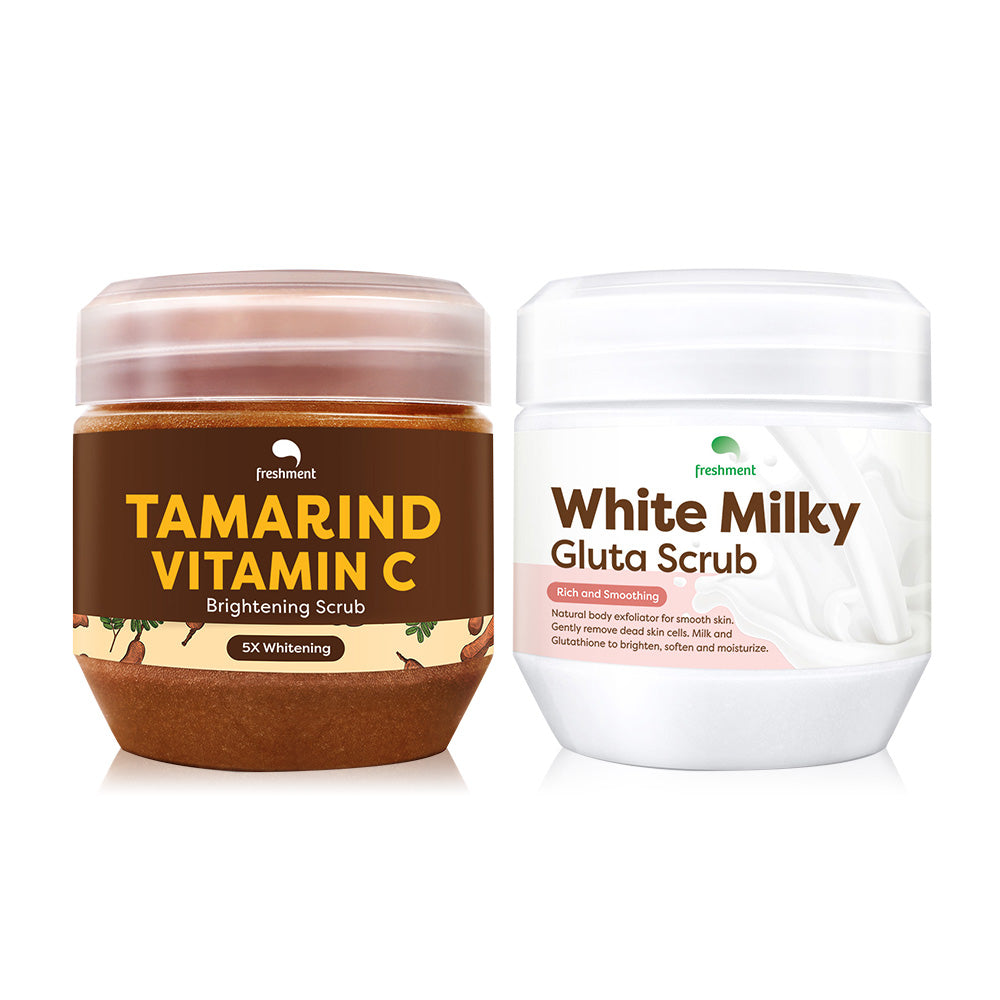 Freshment Set 2 Items Tamarind Vitamin C Brightening Scrub 700g + White Milky Gluta Scrub 700g