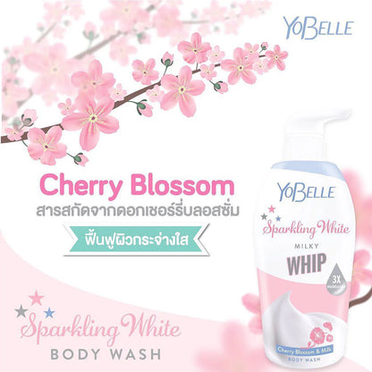 Yobelle Sparkling White Milk Whip Body Wash 400ml #Cherry Blossom & Milk