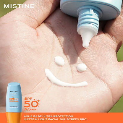 MISTINE Aqua Base Ultra Protection Matte & Light Facial Sunscreen Pro SPF50+ PA++++ [40ml x 2pcs]