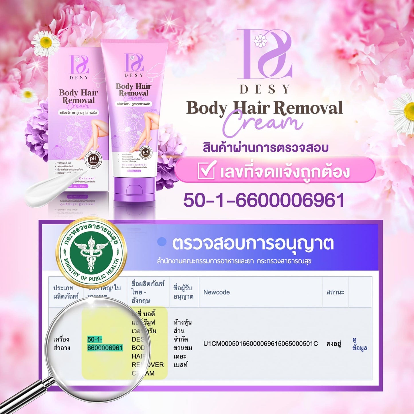 DESY Body Hair Removal Cream 100 g.