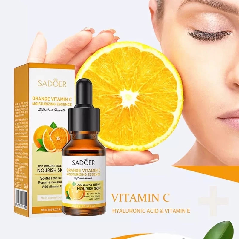SADOER Serum 15ml bottle packaging Thailand brightening facial serum with Vitamin C Vitamin E natural extracts 4 formulas