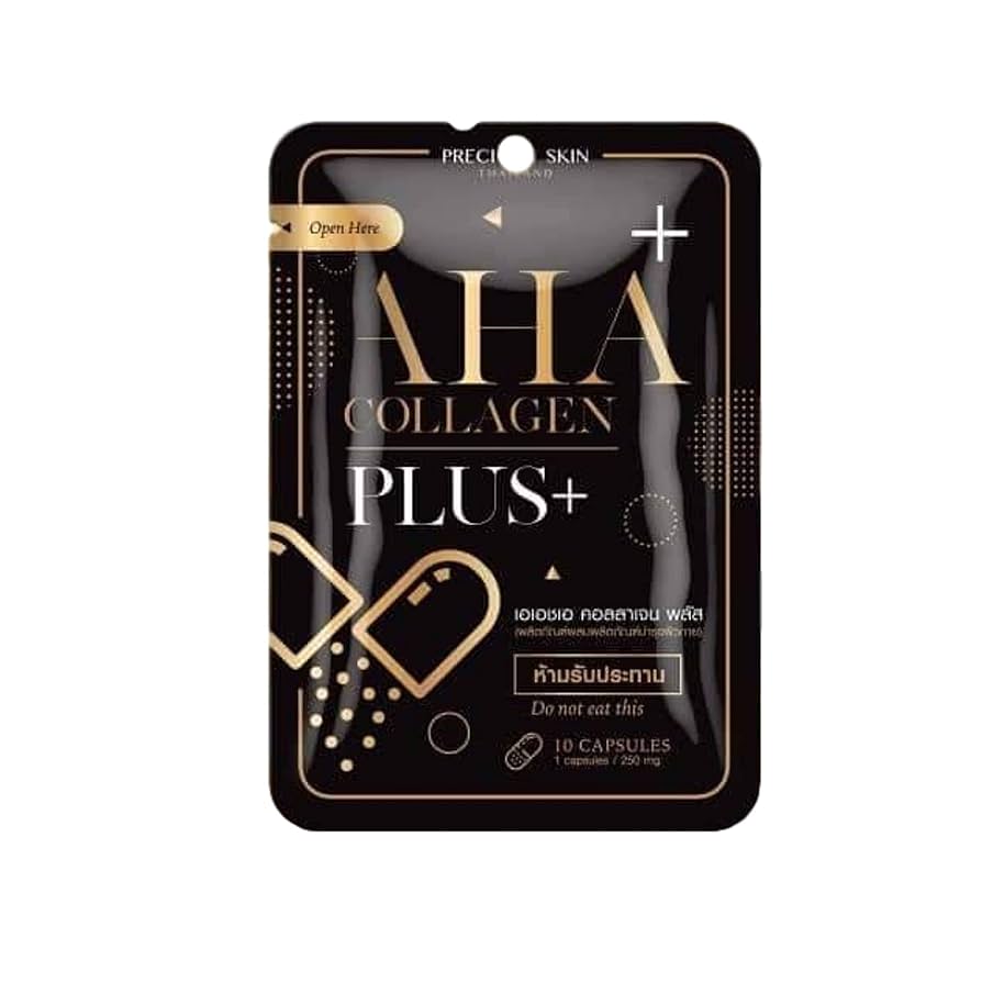 AHA Collagen Plus+ packaging on a white background