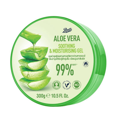 Woman applying Aloe Vera Soothing Gel for calm soft radiant skin before after