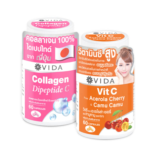[Booster Set] Vida Collagen Dipeptide C 60 Capsules x Vida Vit C Acerola Cherry