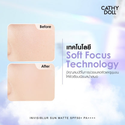 Cathy Doll sunscreen Anti Sebum P(O) Complex, Soft Focus particles, vitamin E, Ulmus Davidiana Root ingredients with vegan certification