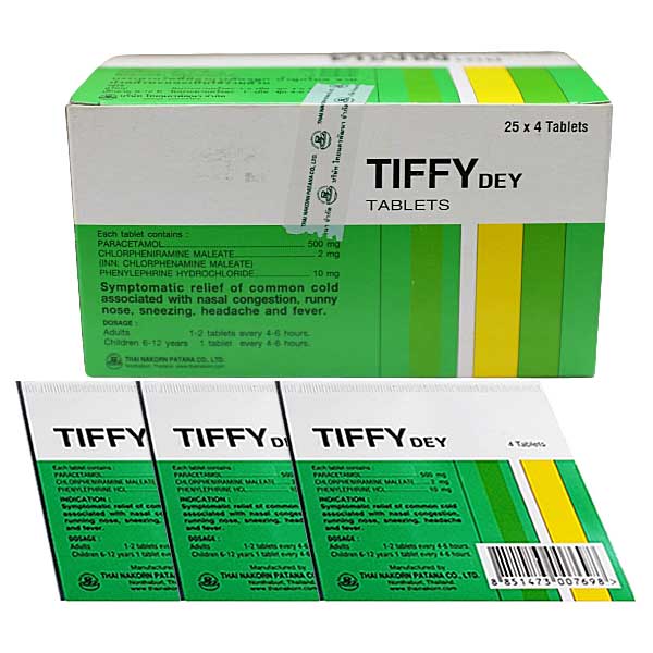 Tiffy dey highly effective cold and flu pills (box 100 tablets)