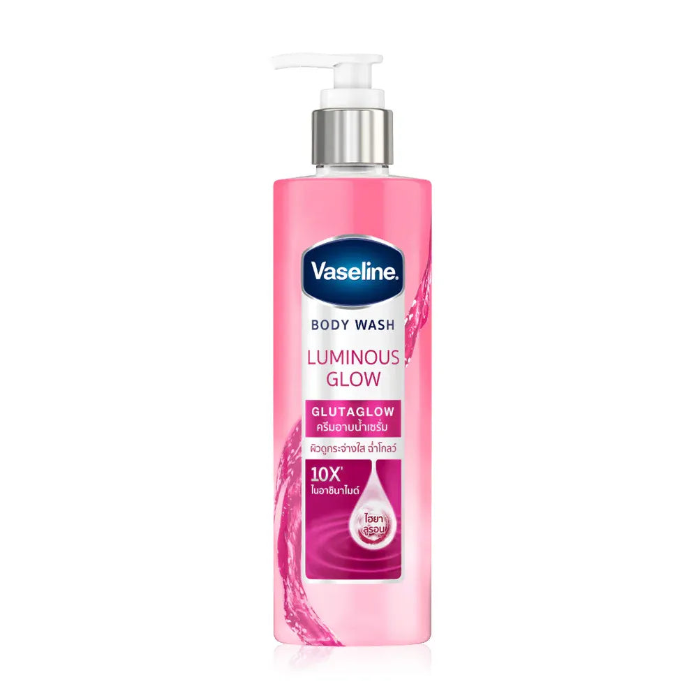 Vaseline Body Wash Luminous Glow GlutaGlow 425ml Thai serum-textured cleanser showing dewy radiant skin results for wholesale