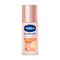 Vaseline GlutaGlow ingredients including 3% niacinamide glutathione and collagen with dermatologist-tested symbols for international quality