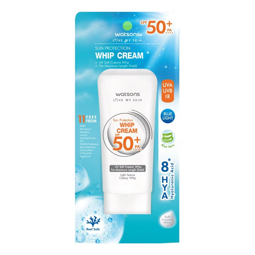 Watsons Sun Protection Whip Cream SPF50+ PA++++ – MultiplexSHIELD Blue Light + 8 HYA