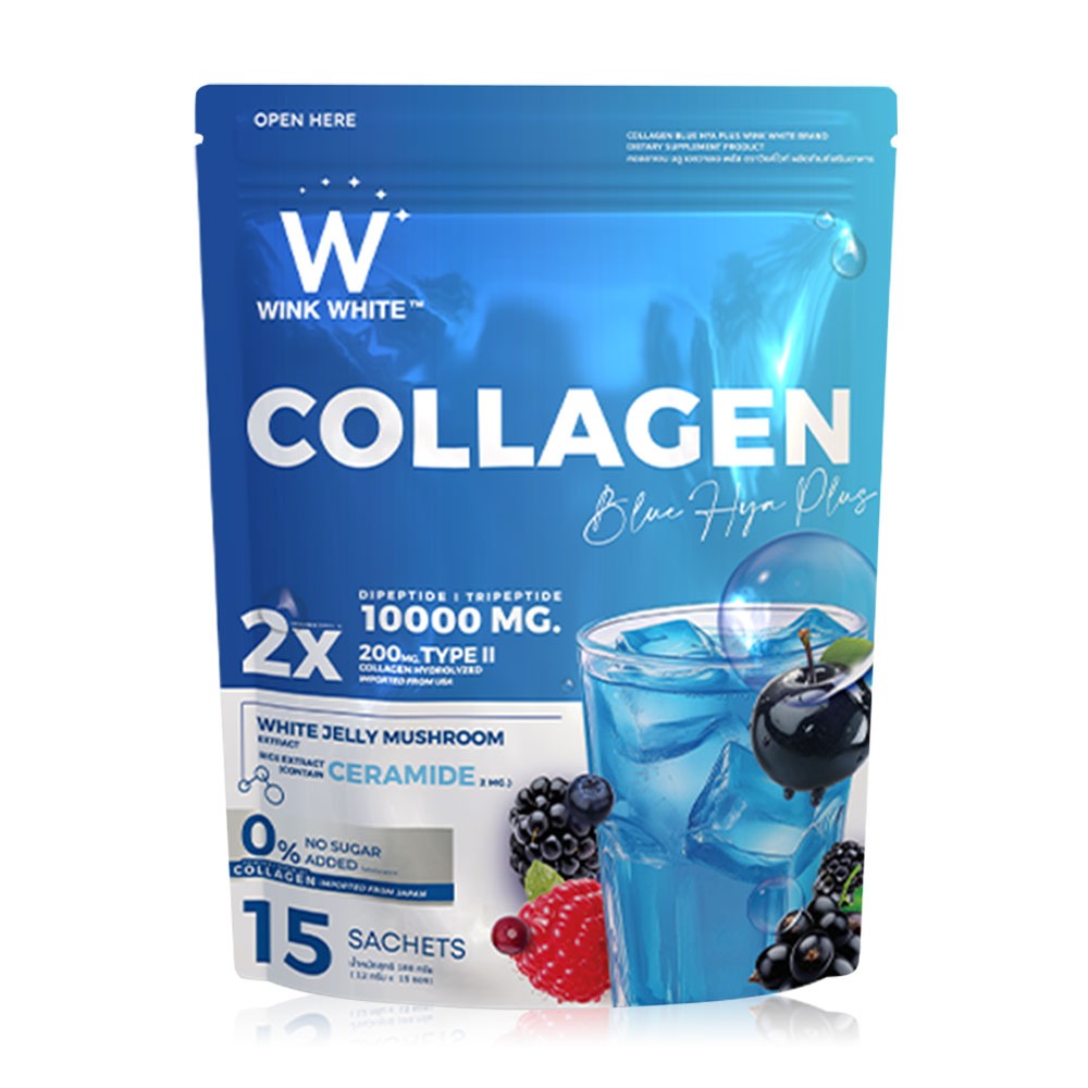 Wink White Collagen Blue Hya Plus 12g x 15 Sachets | 10,000mg Collagen ...