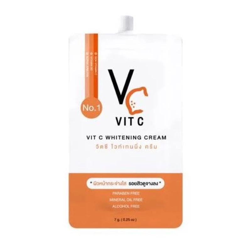 Ratcha Life Vit C Whitening Cream 7g sachet packaging Thailand instant brightening facial cream with Vitamin C Alpha Arbutin