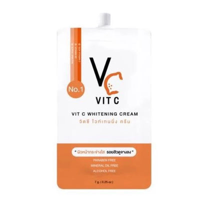 Ratcha Life Vit C Whitening Cream 7g sachet packaging Thailand instant brightening facial cream with Vitamin C Alpha Arbutin