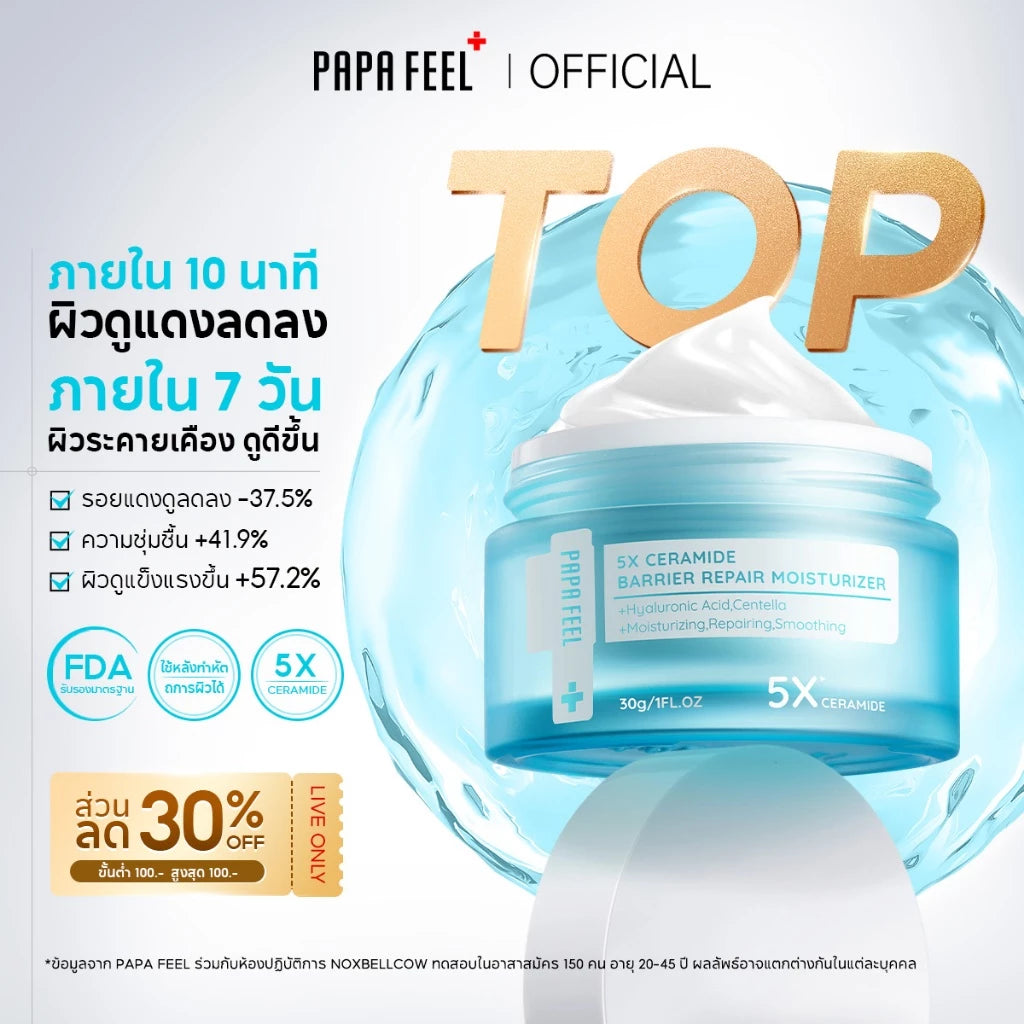 Woman applying Papa Feel 5X Ceramide Moisturizer for stronger softer resilient skin before after