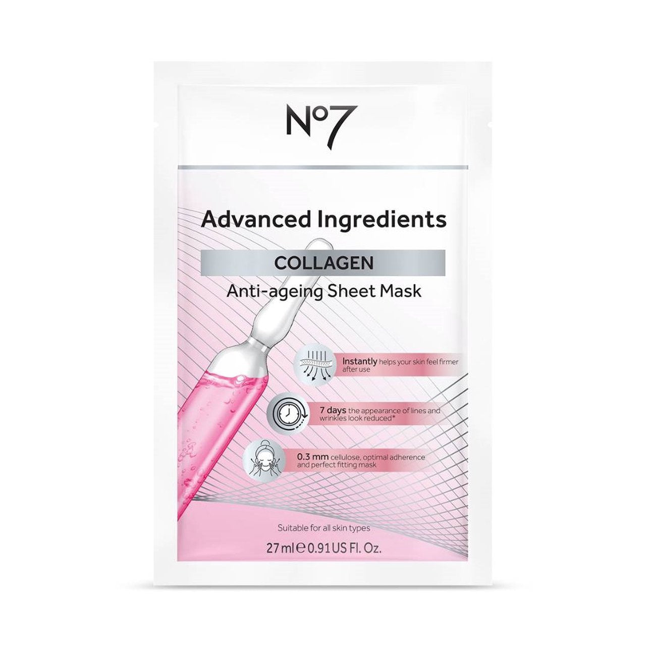 No7 Advanced Ingredients Collagen Anti-Ageing Sheet Mask Size