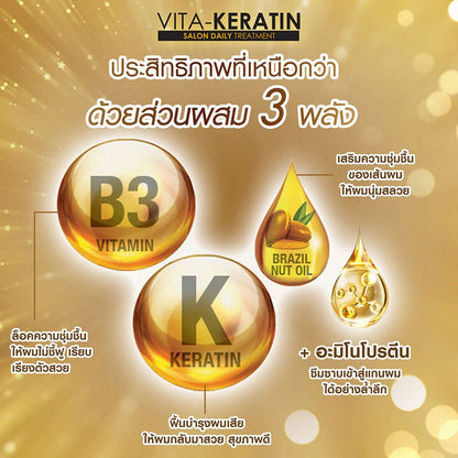 Vita Keratin Daily Deep Repair texture close-up hydrolyzed keratin panthenol argan oil vitamin E formula