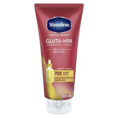 Vaseline Pro-Age Restore Serum Burst Lotion bottle perfect for international shipping and anti-aging body skincare routine