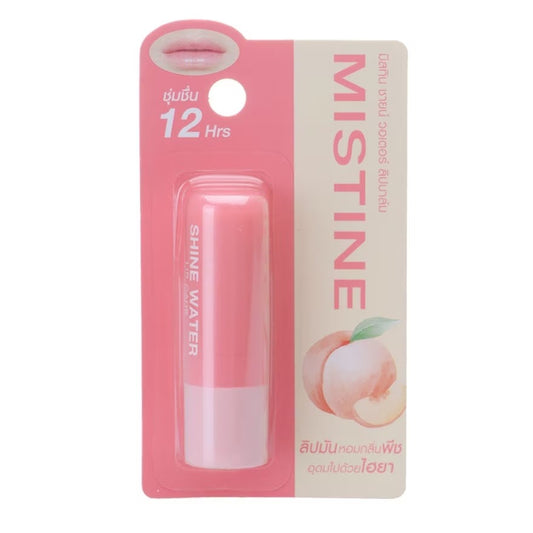 Mistine Shine Water Lip Care Peach Puff 2.5g tube packaging Thailand water-based lip gloss
