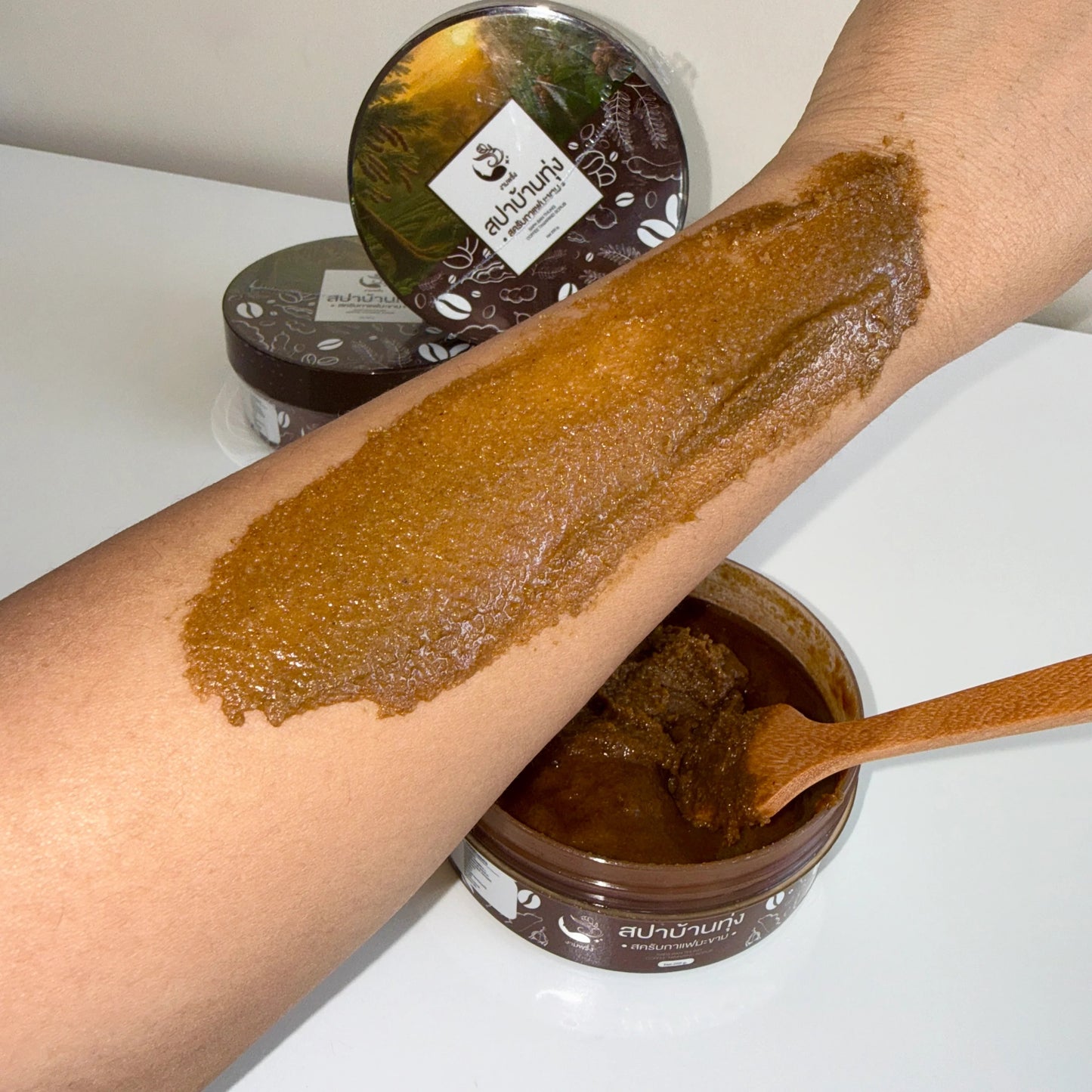 Spa Ban Thung Coffee Tamarind Scrub texture close-up natural AHA tamarind coffee hydrating botanicals formula