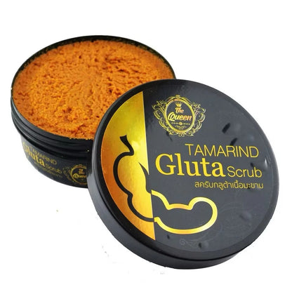 he Queen Tamarind Gluta Scrub jar packaging Thailand herbal brightening body scrub