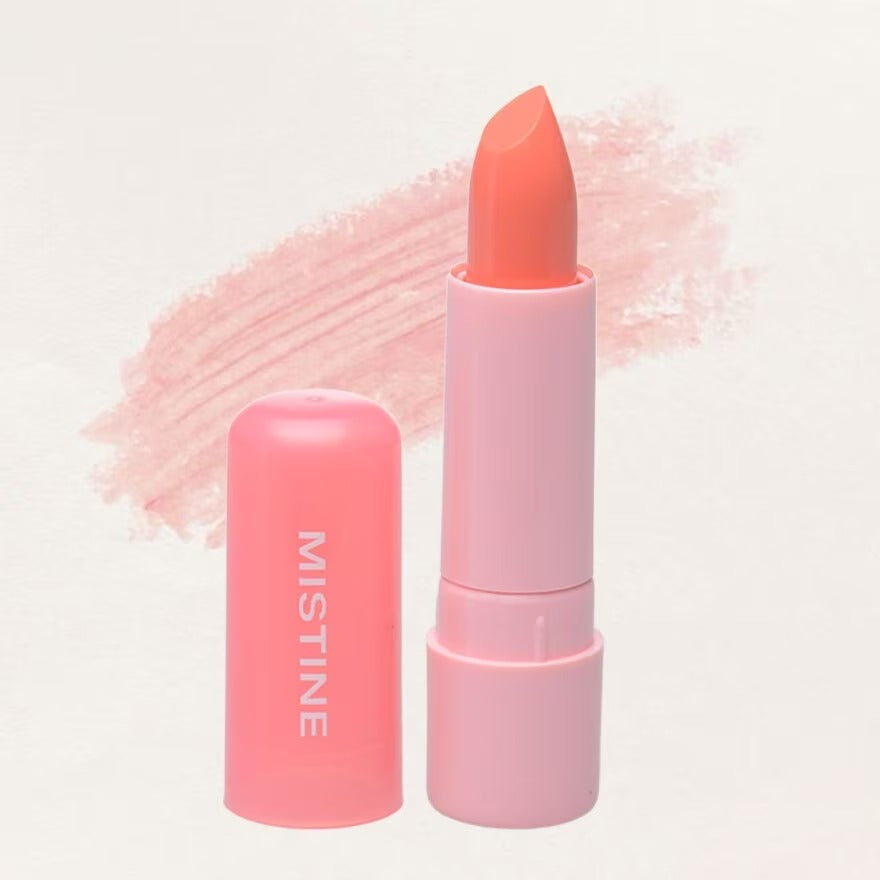 Mistine Shine Water Lip Care texture close-up water-gel base peach extract vitamin E formula