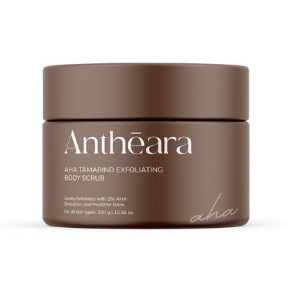 Antheara AHA Tamarind Exfoliating Body Scrub 300g Antheara AHA Tamarind Exfoliating Body Scrub helps exfoliate dead skin cells and evens out skin tone for a smooth, radiant complexion.