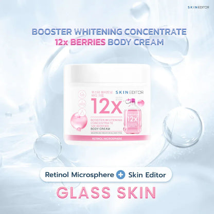 Skin Editor Booster Whitening Concentrate 12x Berries Body Cream 200ml bottle packaging Thailand brightening berry body cream