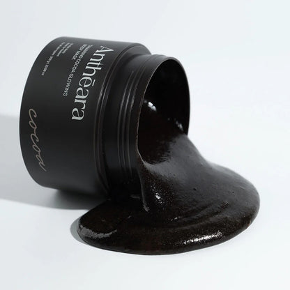 Antheara Cocoa Tamarind Glowing Body Mask 300g jar packaging Thailand exfoliating brightening body treatment with cacao butter mulberry shea butter