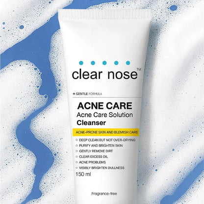 Woman using Clear Nose Acne Cleanser for clear calm radiant skin before after