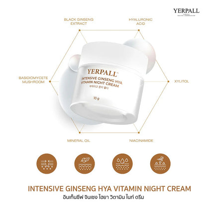 Woman applying Yerpall Ginseng Hya Night Cream for hydrated bright radiant glowing skin before after results