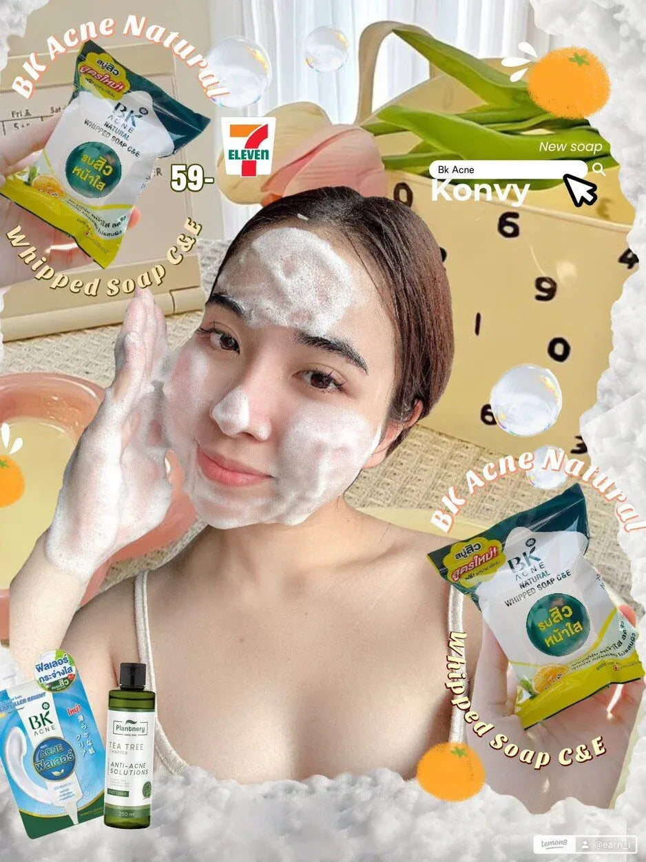 BK Acne Whipped Soap texture close-up Vitamin C Vitamin E tea tree Centella whipped foam formula