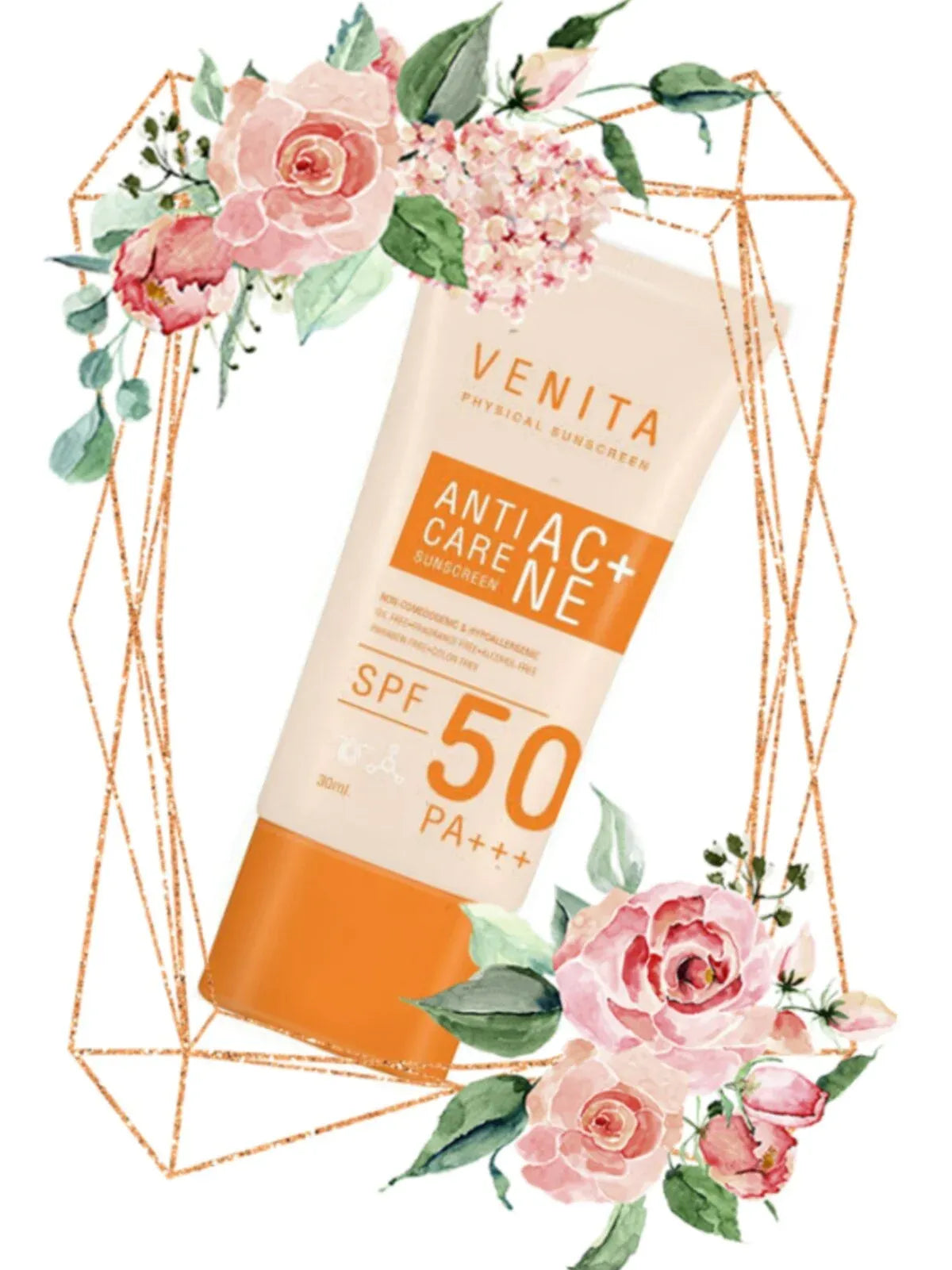 Thai FDA registered Venita Anti Acne Care Sunscreen SPF50 PA+++ for acne-prone skin oily skin sun protection 30ml