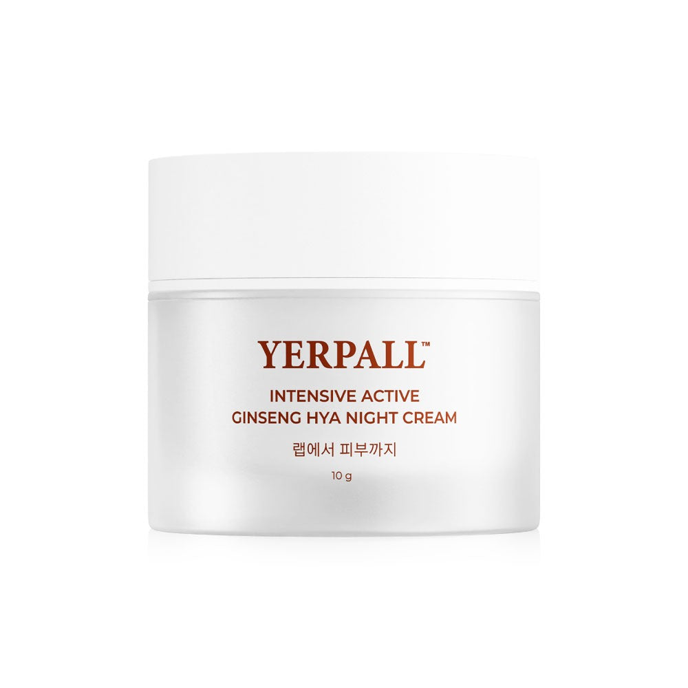 Yerpall Intensive Active Ginseng Hya Night Cream 10g jar packaging Thailand hydrating anti-aging night cream with Black Ginseng Extract 4 Molecular Hyaluronic Acid