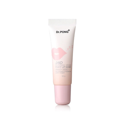 Woman applying Dr. Pong 28D Lip Mask for plump pink radiant lips before after