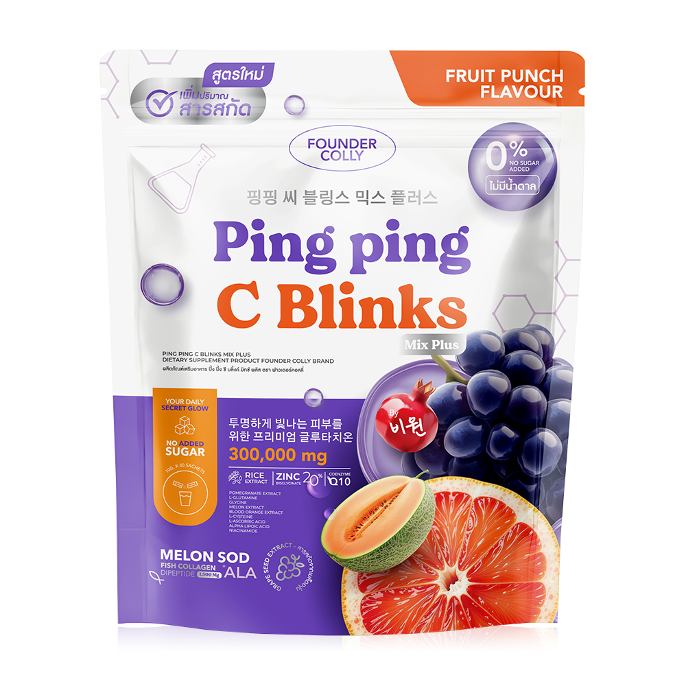 Thai FDA registered Foundercolly Ping Ping C Blinks Plus 13-2-06463-5-0376 authentic premium beauty supplement for skin elasticity and brightening