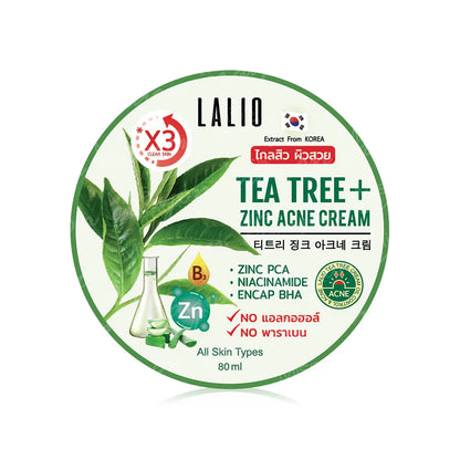 Lalio Tea Tree + Zinc Acne Cream 80ml bottle packaging Thailand tea tree acne treatment skincare