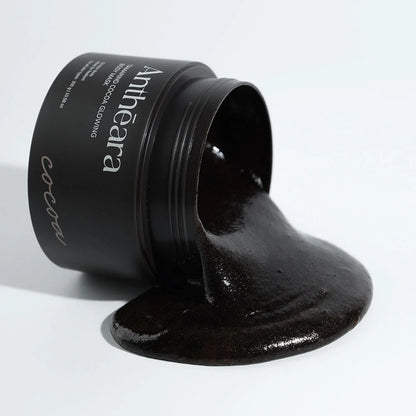 Antheara Cocoa Tamarind Body Mask texture close-up creamy rich formula ground coffee cacao butter mulberry powder essential oils