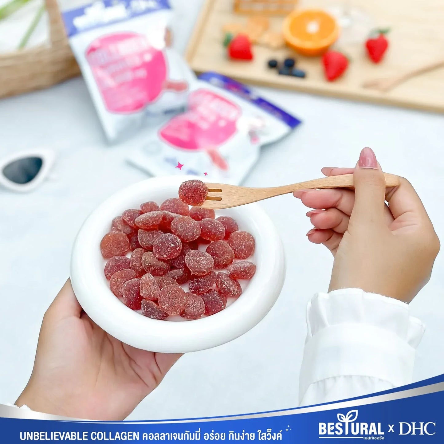 DHC Collagen Gummy close-up hydrolyzed collagen hyaluronic acid vitamin C ceramides formula