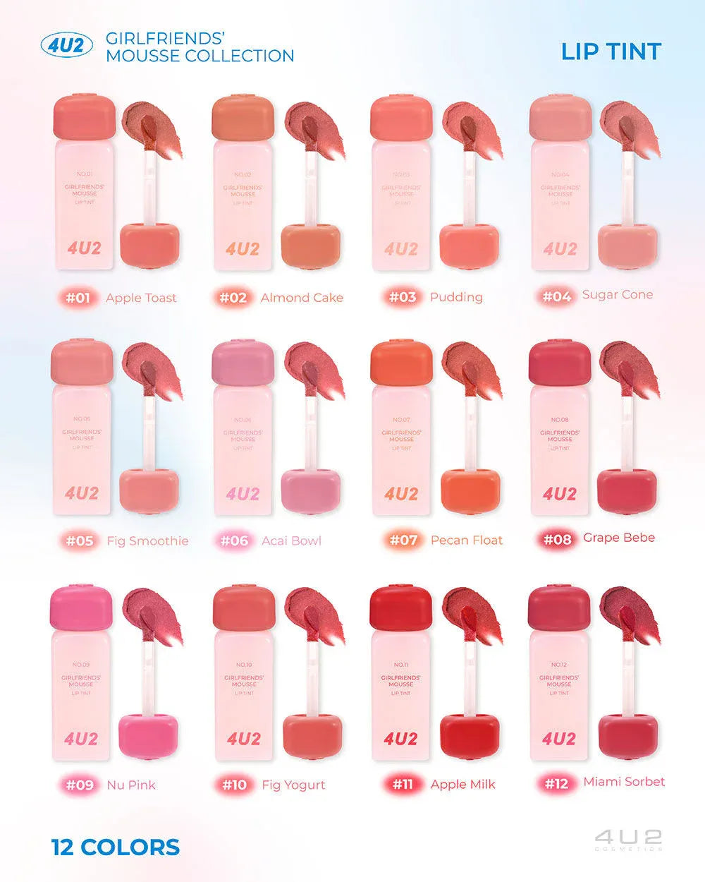  4U2 Girlfriends Liquid lipstick with a matte mousse texture from 4U2, giving a whipped cream-like sensation, smooth and soft texture