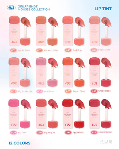  4U2 Girlfriends Liquid lipstick with a matte mousse texture from 4U2, giving a whipped cream-like sensation, smooth and soft texture