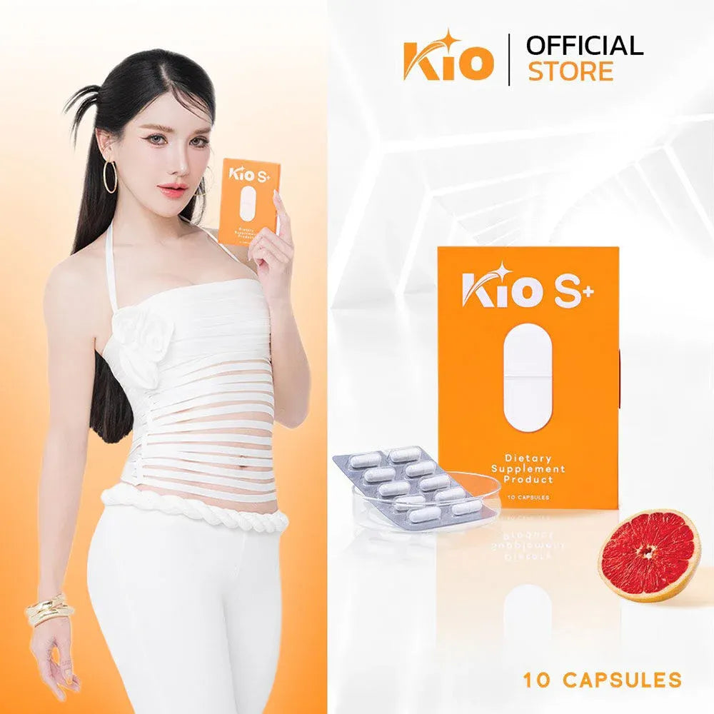 Woman taking KIO S+ Dietary Supplement for energized balanced confident wellness
