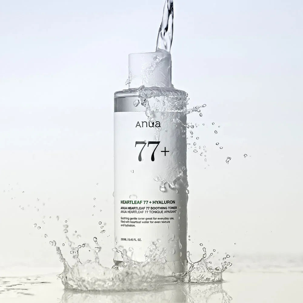 Anua Heartleaf Toner texture close-up 77% Heartleaf extract soothing botanicals formula