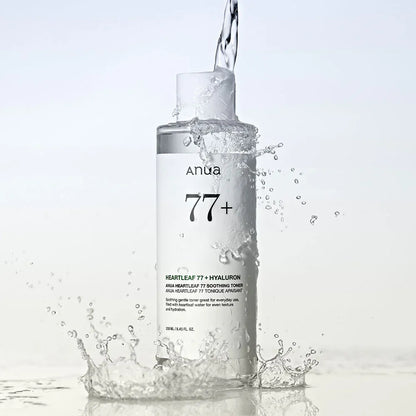 Anua Heartleaf Toner texture close-up 77% Heartleaf extract soothing botanicals formula