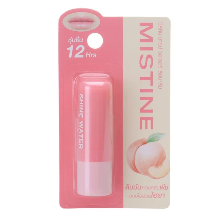 Woman applying Mistine Shine Water Lip Care for plump glossy hydrated lips before after